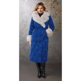 Pia Long Quilted Women&#39;s Puffer Coat with Faux-Fur Collar and Cuffs, , large