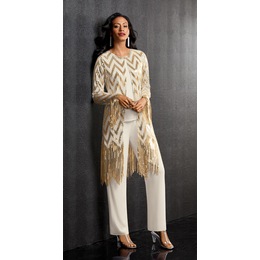 Rebekah Sequin Fringe 3-Piece Pant Set, , large
