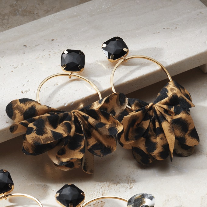 Animal Print Drop Earrings, , large