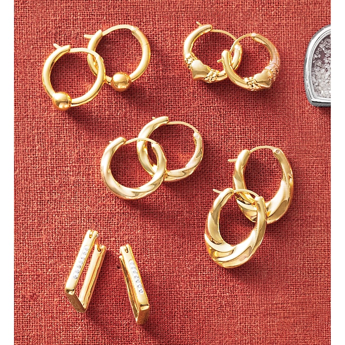 10K Gold Nano Diamond Resin Hoops, , large