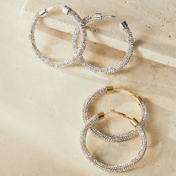 Crystal Pav&eacute; Hoops, , large