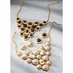Faux-Stone Bib Necklace &amp; Earring Set, , large