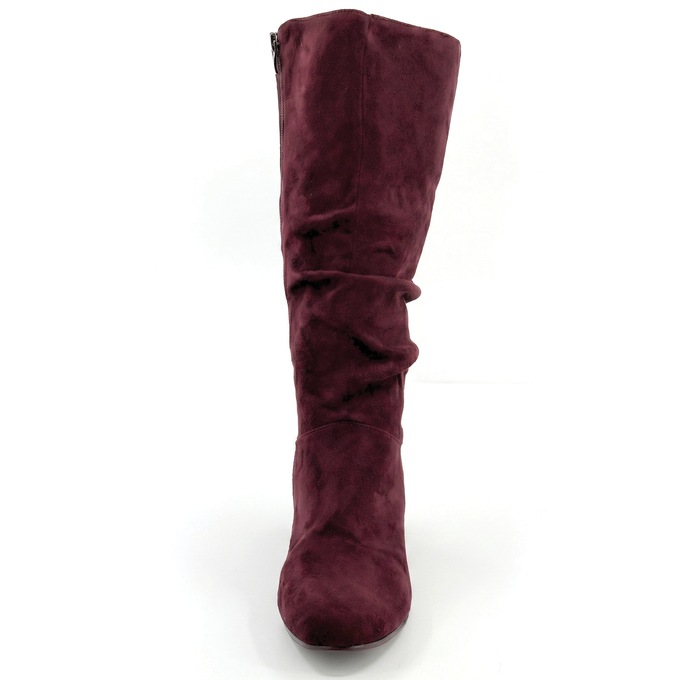 Amanda D'Laurie Tall Scrunch Boot: Rich Faux Suede with 1" Wedge Heel, , large