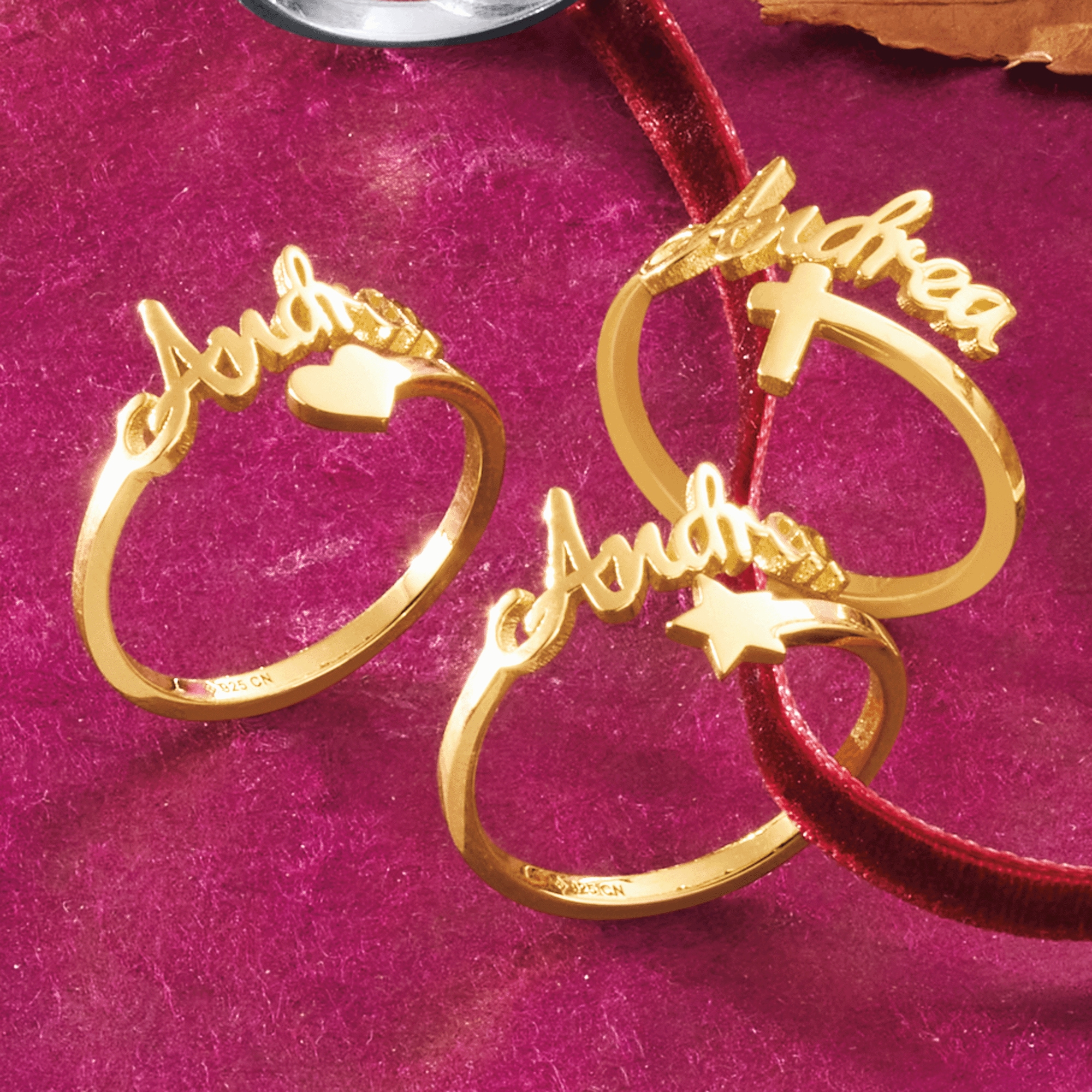 Sterling Name & Symbol Bypass Ring, , large
