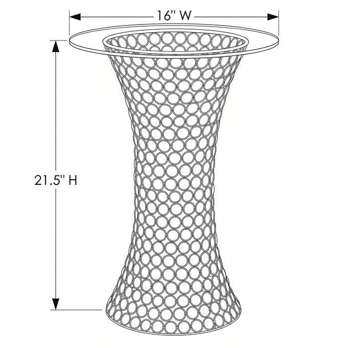 Crystal Beaded Lit Accent Table with Glass Top, Black, large