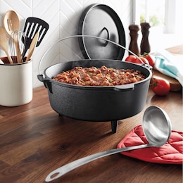 Preseasoned Cast Iron 6-quart Covered Dutch Oven, , large