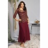 Lamora Beaded-Bodice Gown, Wine Red, large