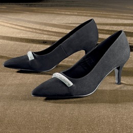 Midnight Velvet Rhinestone Bar Pump, , large