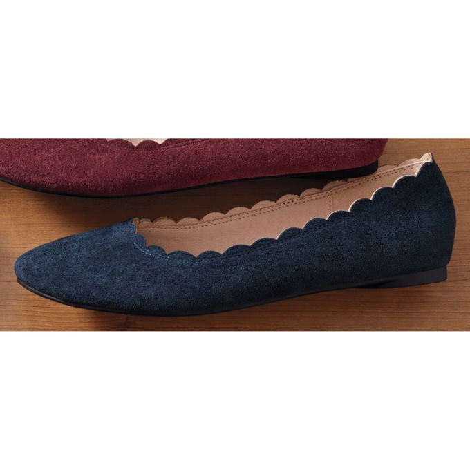 Scalloped Flat, Navy, large