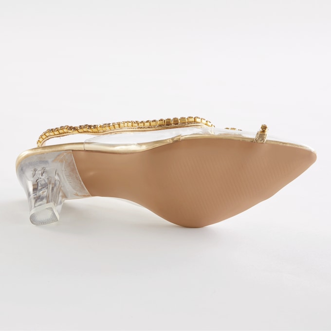 Classique Rhinestone Clear Lucite Pump for Women with Slingback Styling, , large