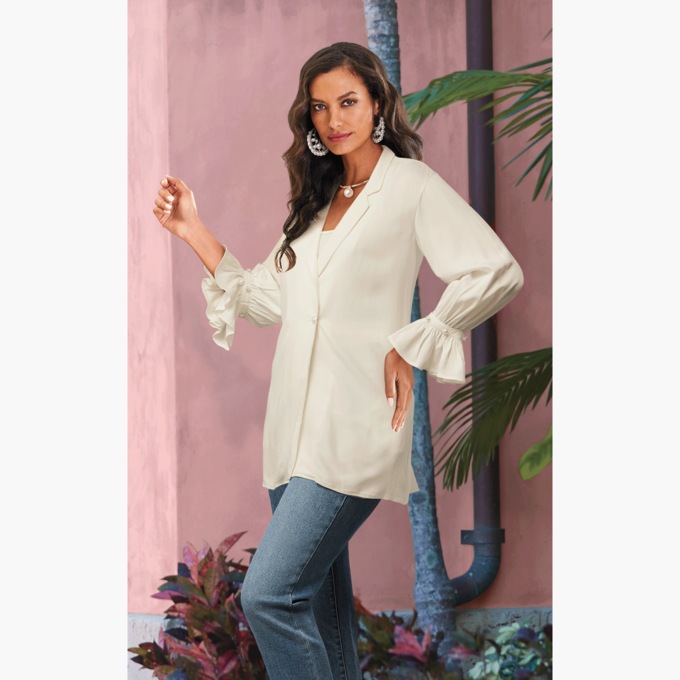 Perri Ruffle Cuff Coat, , large