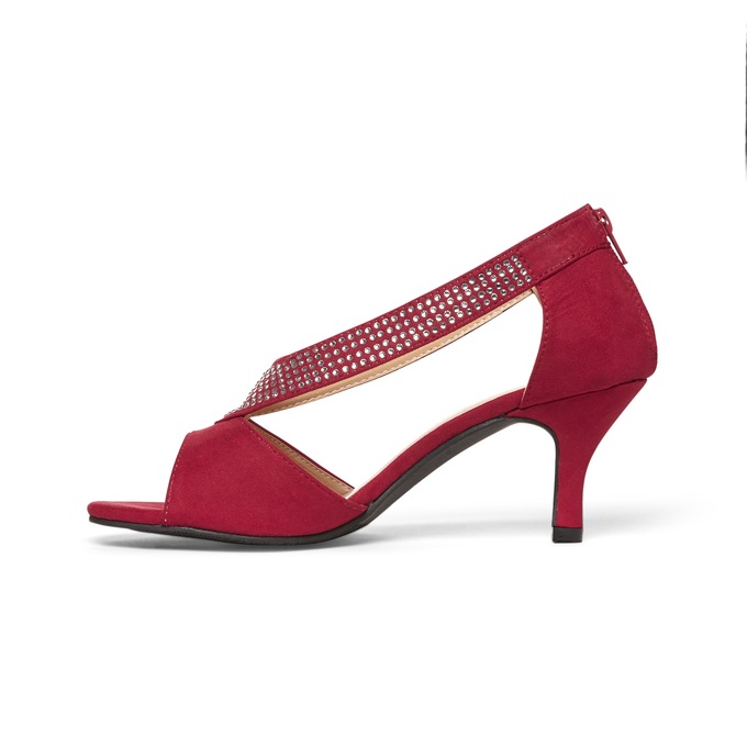 Classique Rhinestone Band Sandal, Red, large