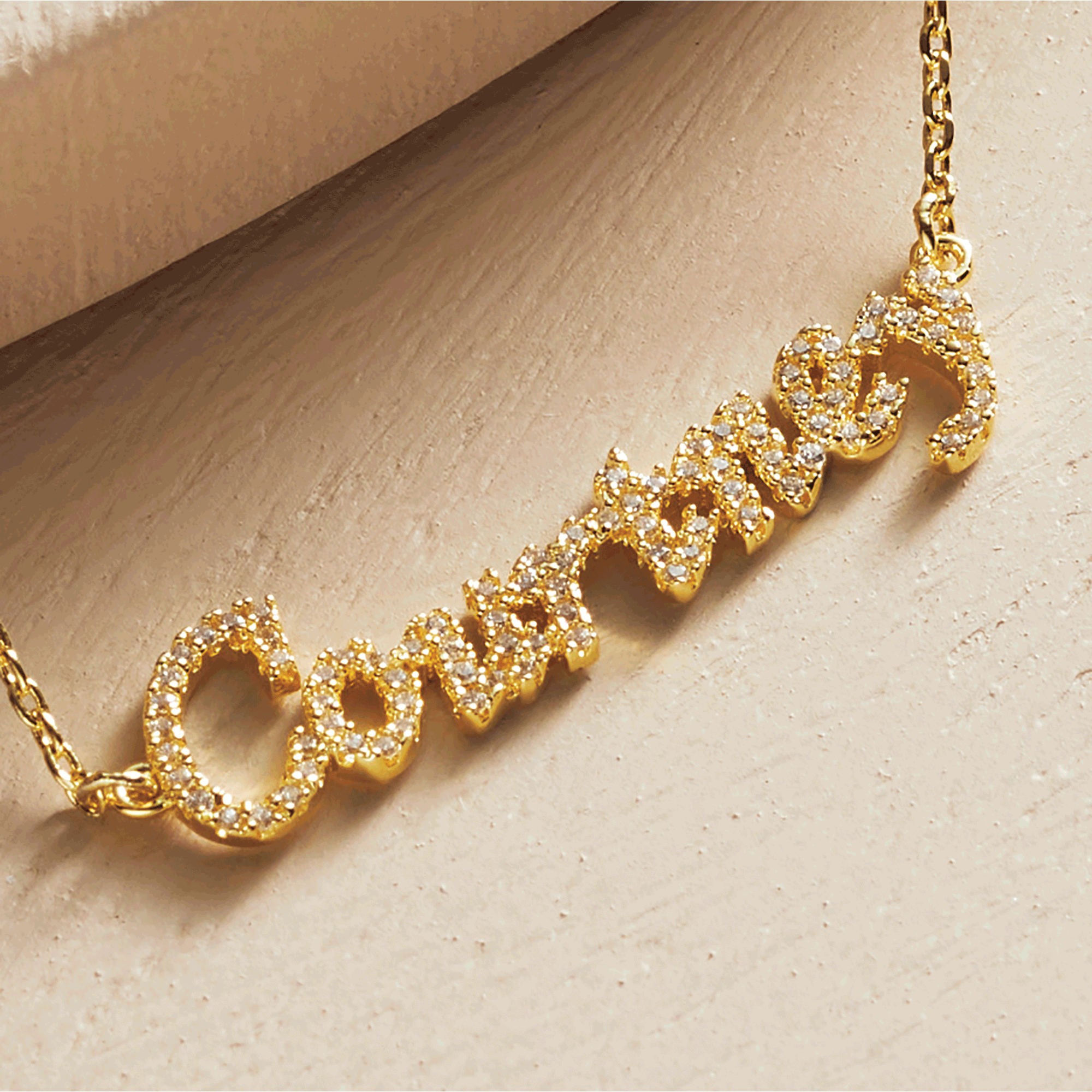 Cubic Zirconia Name Pendant, Gold over Sterling Silver, large