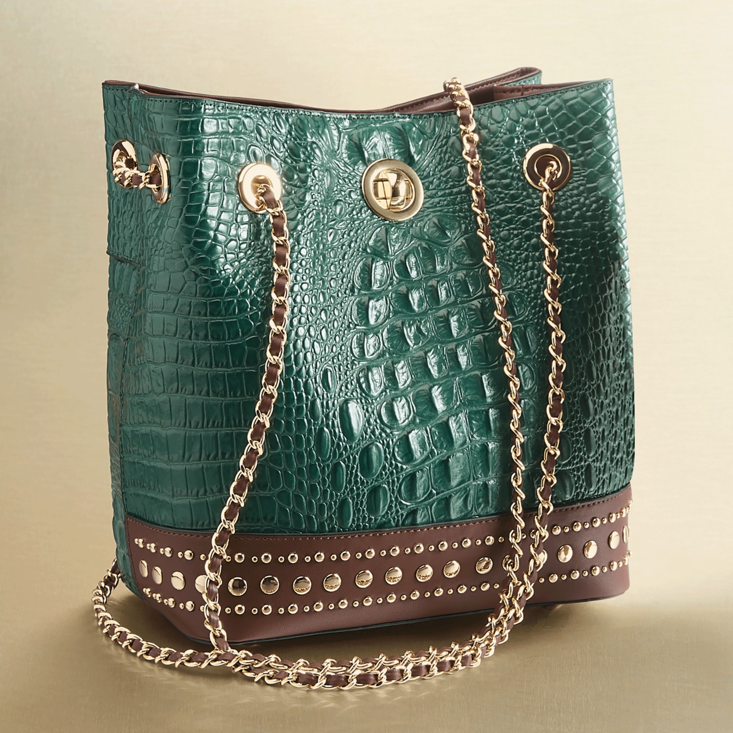 M.C. Handbags Macy Croco Bucket Bag | Midnight Velvet