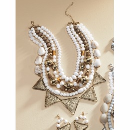 Bead/Triangle Necklace &amp; Earring Set, , large