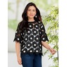 Floral-Pattern Lace Top, , large