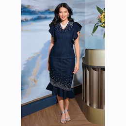 Deidra Denim Skirt Set, , large