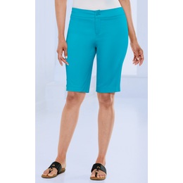 Button-Leg Bermuda Short, Turquoise, large