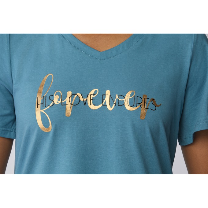 Faith Women's T-Shirt Style Nightgown with Inspirational Messaging, Blue, large
