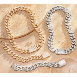Crystal Link Necklace, Earring and Bracelet Set, , large