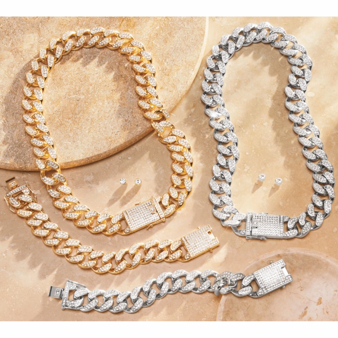 Crystal Link Necklace, Earring and Bracelet Set, , large