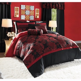 Flora Jacquard 7-Piece Comforter Set, Panel Pair and Valance, , large