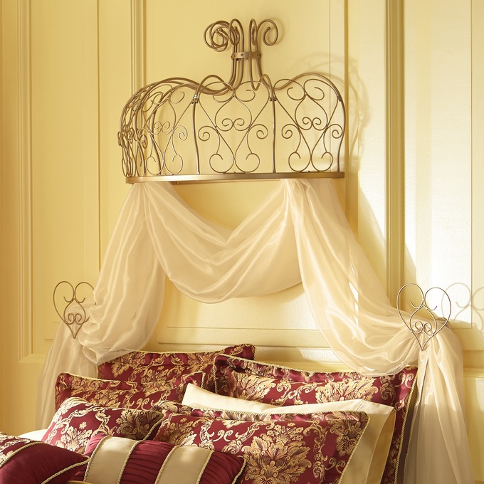 Gold Scroll Bed Crown With Tiebacks Midnight Velvet