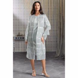 Tiers-of-Fringe Jacket Dress, , large