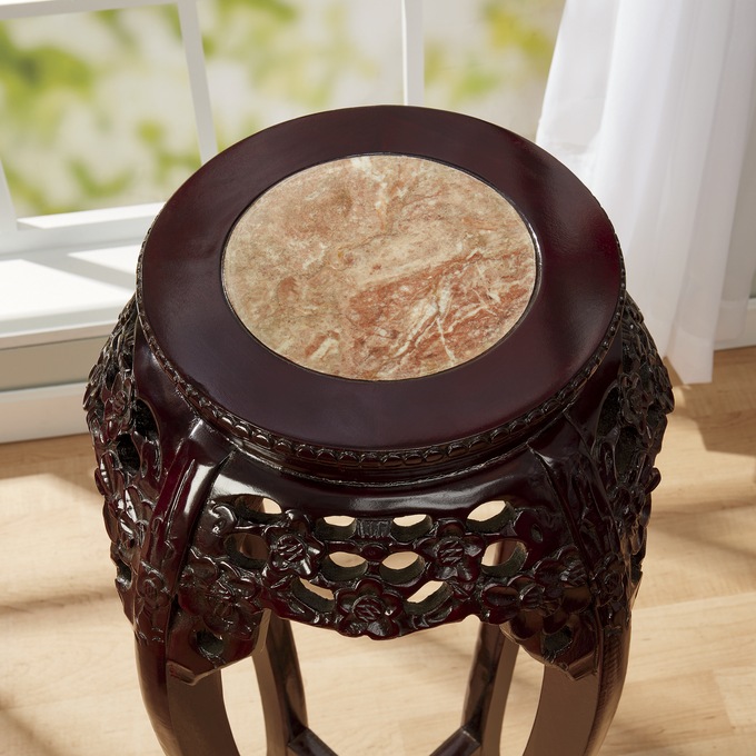 Hand-Carved Genuine Marble Short Plant Stand, , large