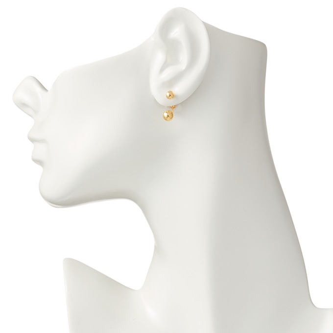 10K Gold Front/Back Ball Post Earrings, , large