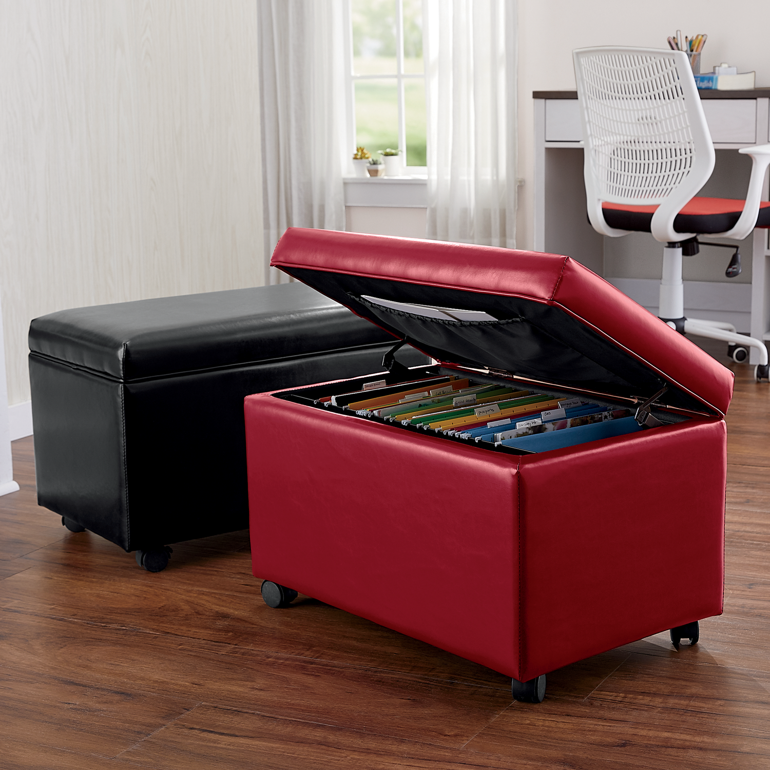 Hudson File Storage Ottoman Midnight Velvet