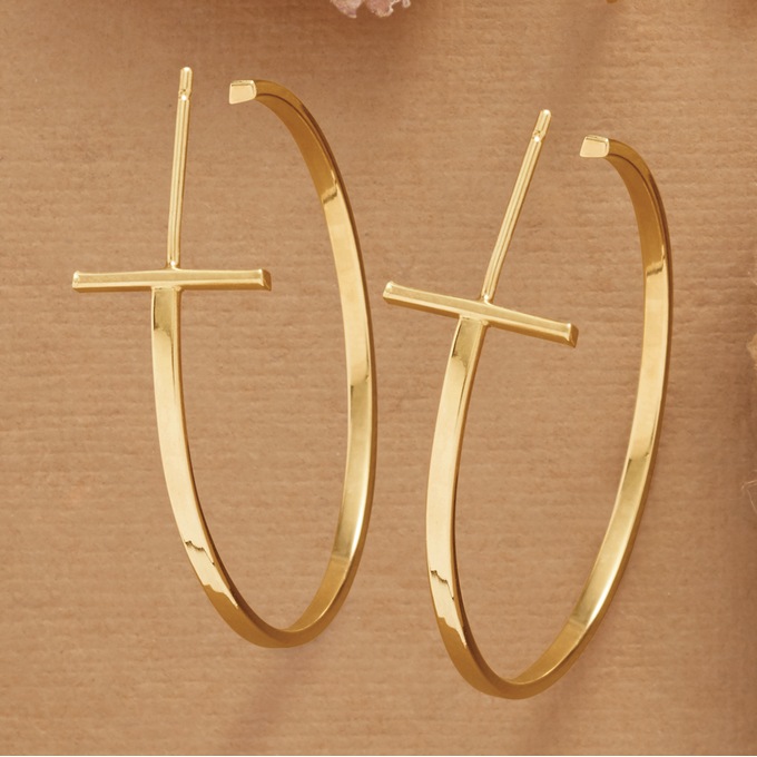 10K Gold Round J-Hoop, , large