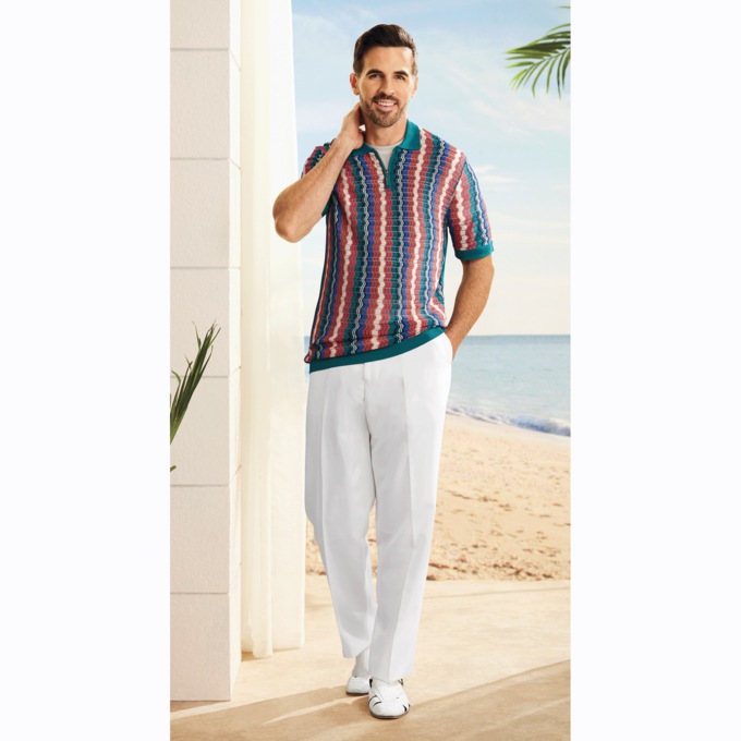 Stacy Adams Zippered Polo, , large