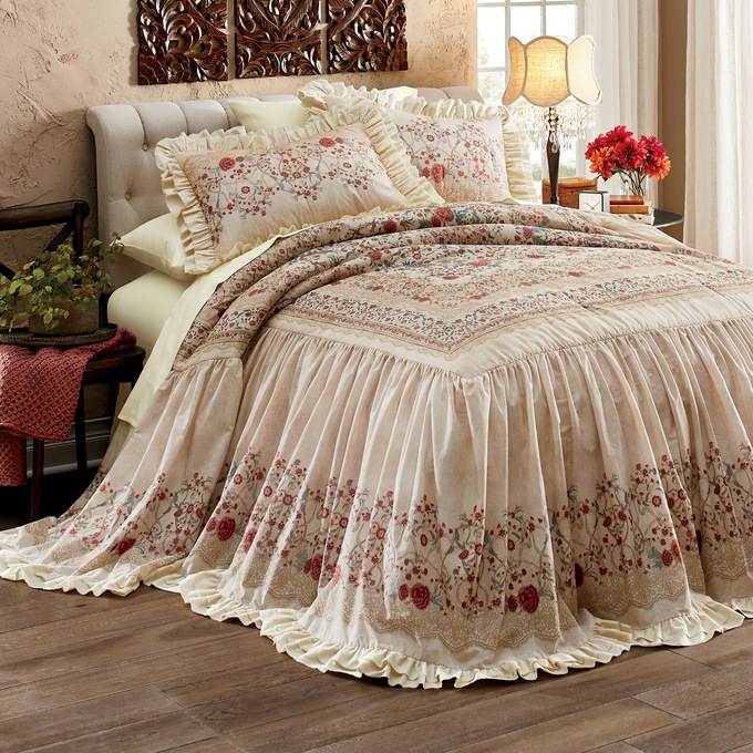 Alexandria Skirted Bedspread, , large