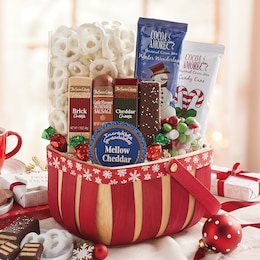 Red &amp; White Snowflake Basket, , large