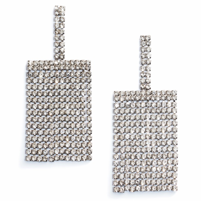 Crystal Square Drop Earrings, , large