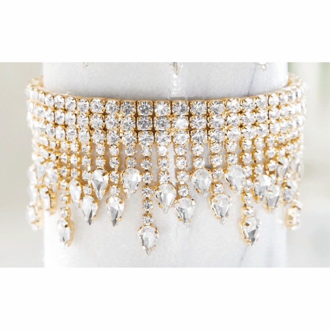 Crystal Pavé Pear-Drop Bracelet, Goldtone, large