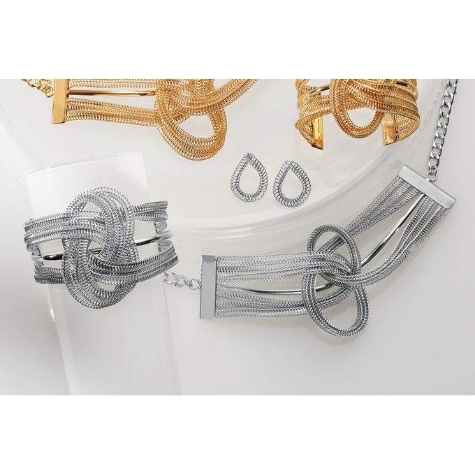 Metal Knot Necklace & Earring Set, , large