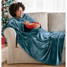 Plush Sleeved Throw, Teal, large