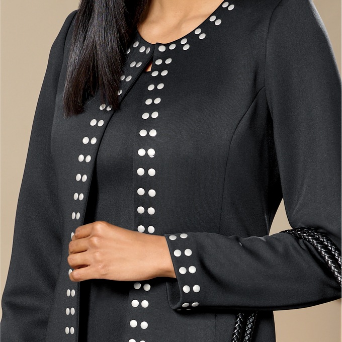 Beverlie Classic Jacket Dress for Women with Stud Accents, , large