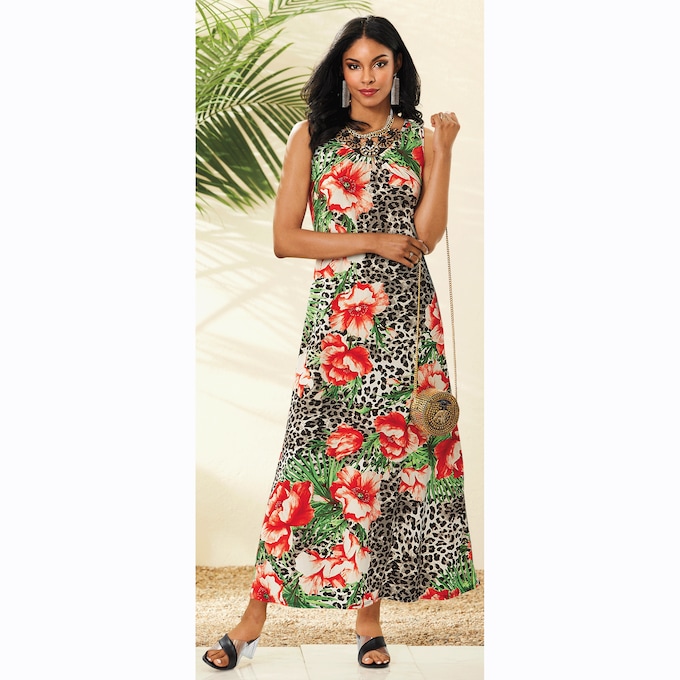 Cleodora Leopard Maxi Dress, , large