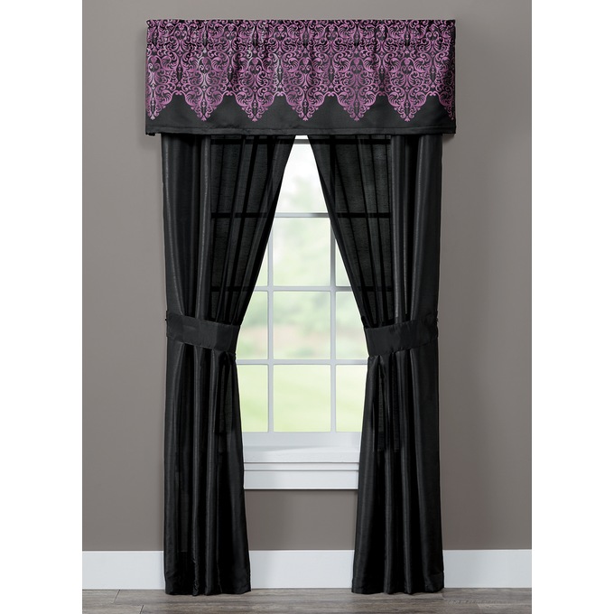 Kismet Woven Jacquard Panel Pair, Black, large