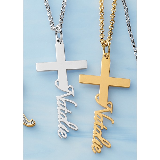 Personalized Name Cross Pendant, , large