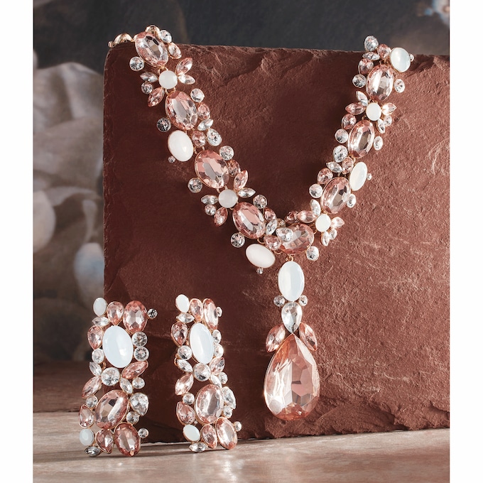 Crystal Removable-Drop Necklace & Earring Set, , large