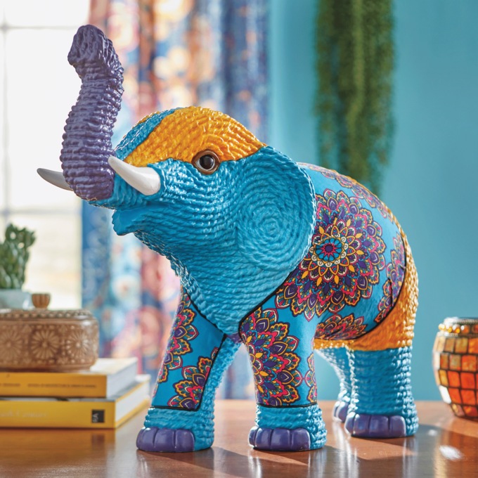 Boho Patchwork Elephant, , large