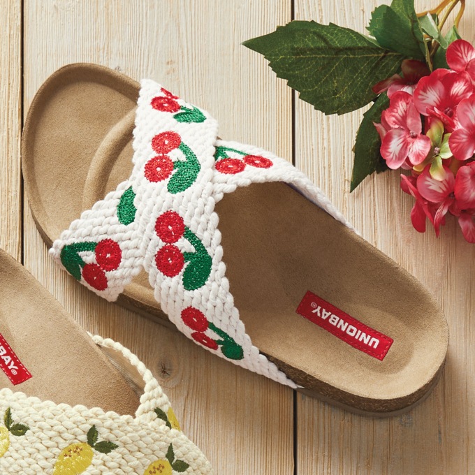 Maryann Crocheted Slide with Embroidered Fruit Accents, , large