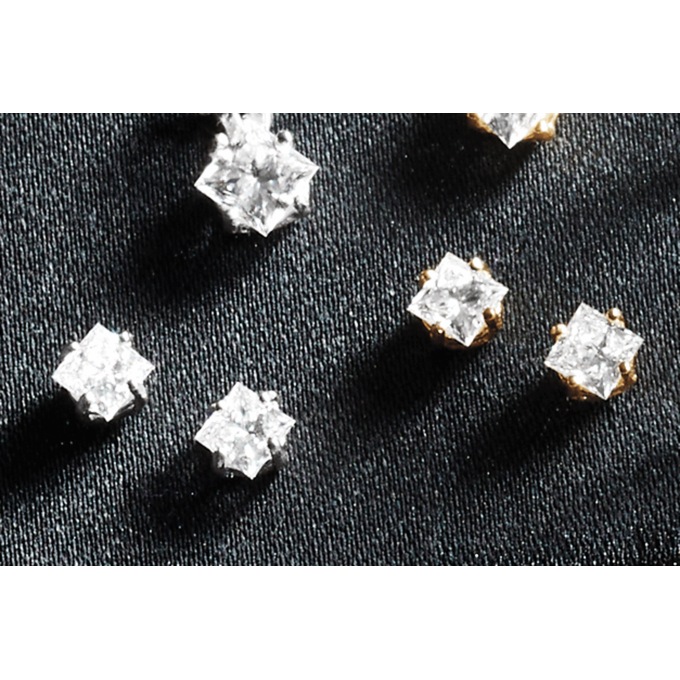 Sterling Lab-Created Diamond Princess Solitaire Post Earrings, Sterling Silver, large