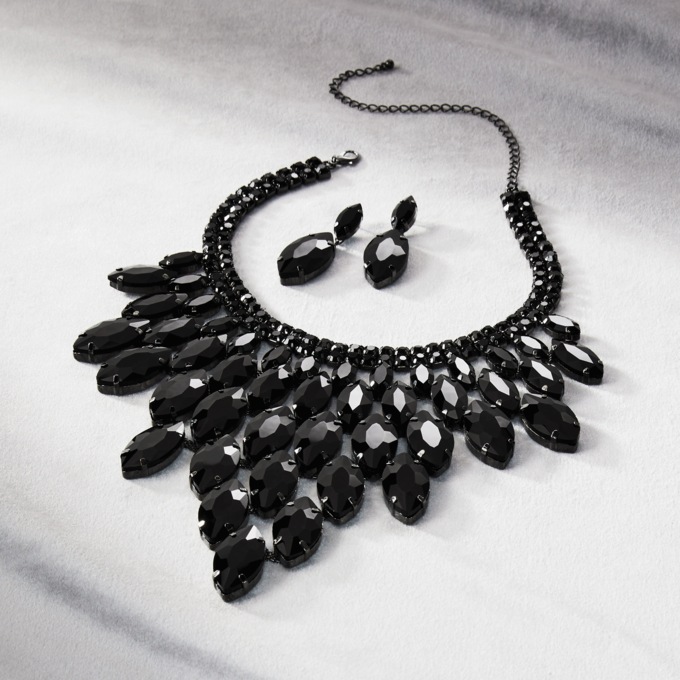 Crystal Marquis Bib Necklace & Earring Set, , large