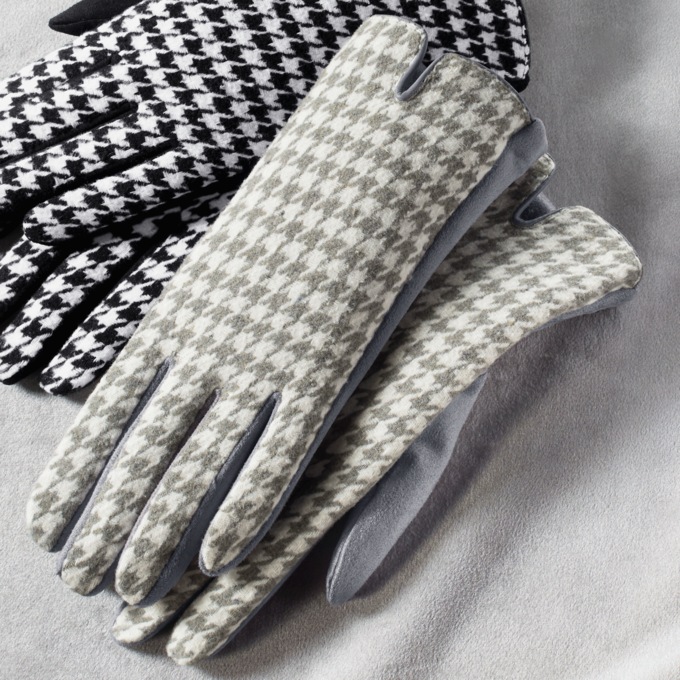 Houndstooth Glove, Gray, large