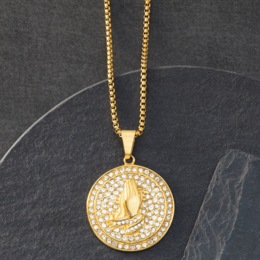Majesty Men&#39;s Praying Hands Medallion Pendant, , large
